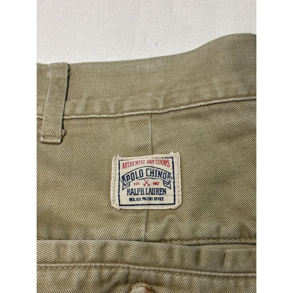 Vintage 90s  Polo Ralph Lauren Chino Pants 38x30 Khaki Pleated Made in USA